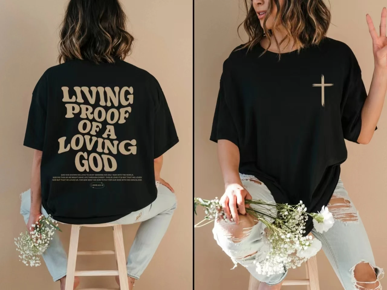 

Living Proof Foa Loving God Slogan Women T-shirt Hot Sale Trend Easter Female Shirt New Fashion Holiday Street Casual Girl Tee