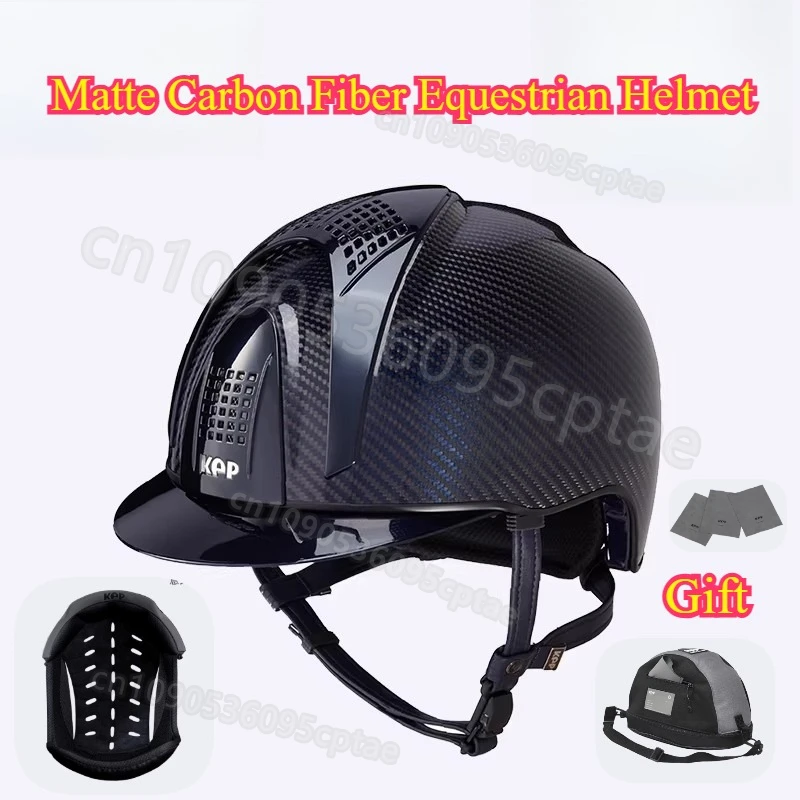 

Equestrian Helmet Matte Carbon Fiber Professional Safety Show Jumping Competition Horse Riding Gear for Adult Men Women