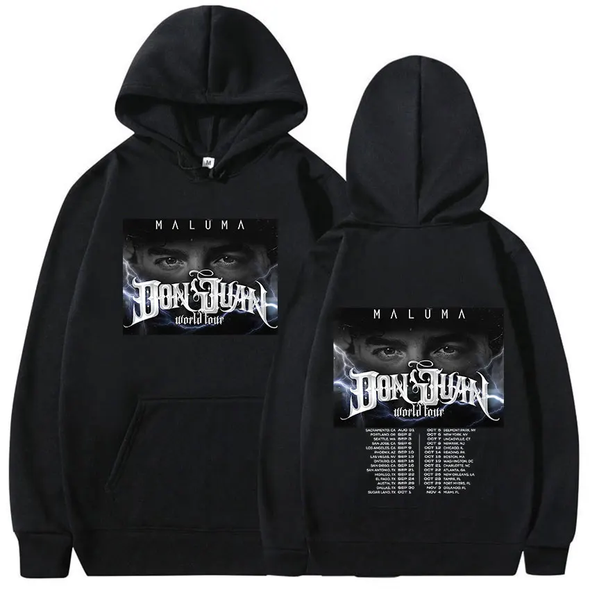 Rapper MALUMA World Don Juan Tour 2024 Graphic Hoodie Men's Hip Hop Fashion Vintage Oversized Sweatshirt Long Sleeve Streetwear