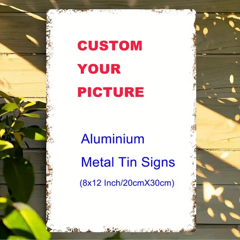 Personalized Rectangular Metal Plate Custom Artwork, Vintage Custom Iron Tin Wall Sign Custom Photo, Anti-corrosion Wall Decor