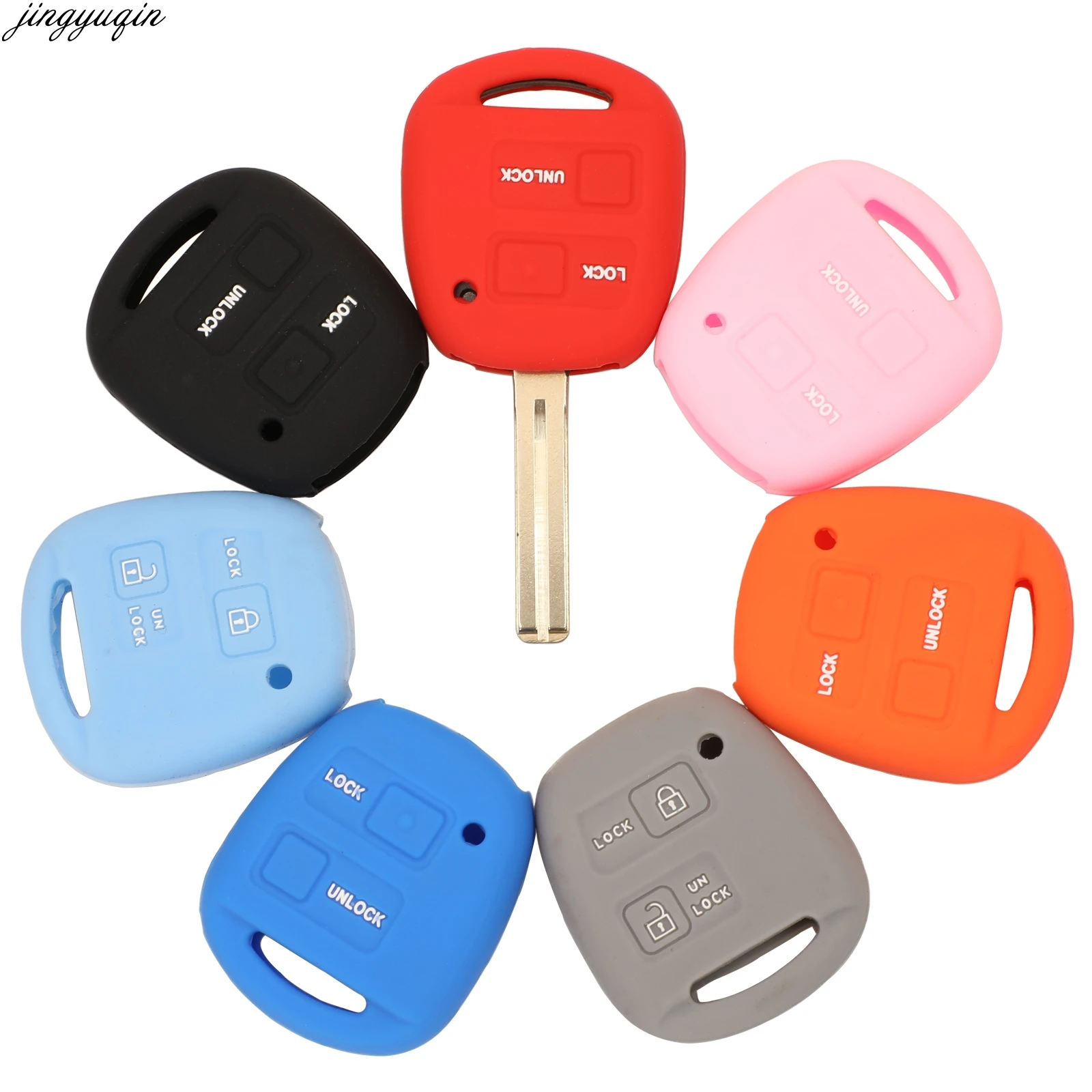 Jingyuqin 2/3Buttons Silicone Car Remote Key Fob Shell Cover Case For TOYOTA CAMRY RAV4 PRADO COROLLA AVENSIS LAND CRUISER YARIS