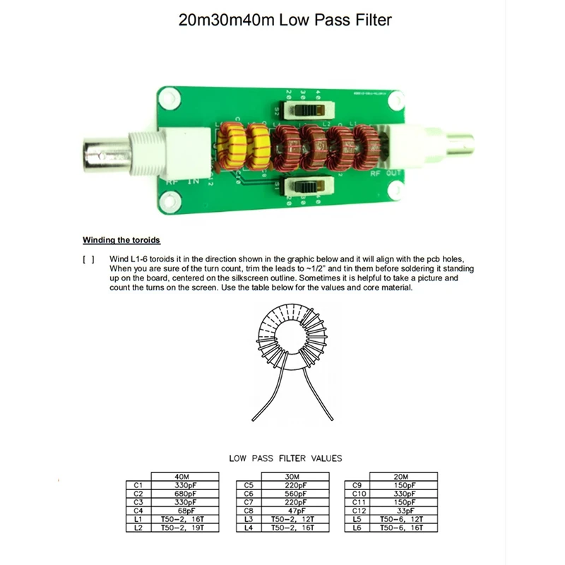 20M 30M 40M CW SSB Filtro passa-baixa LPF, placa finalizada