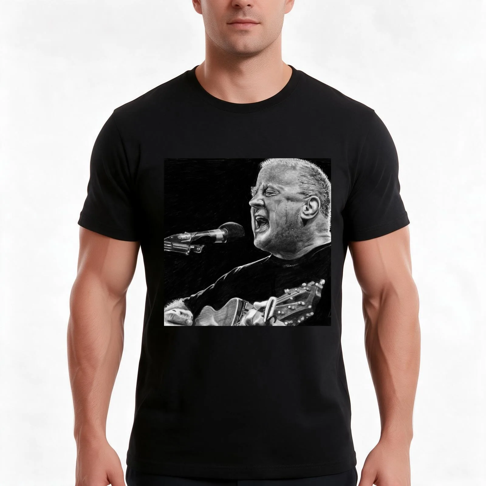Christy Moore Acrylic Block T-Shirt, Summer Casual Cotton Tee, Oversized Streetwear Tops, Vintage Graphic Print, 100% Cotton