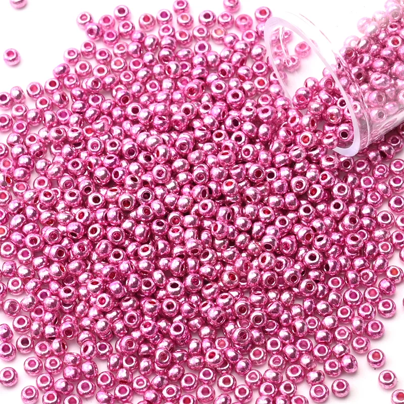 12 Gramm/Röhre, 2 mm, metallische Rocailles, japanische runde Glas-Rocailles für DIY-Handarbeit, Kleid, Schmuck, Nähen, 1200 Stück
