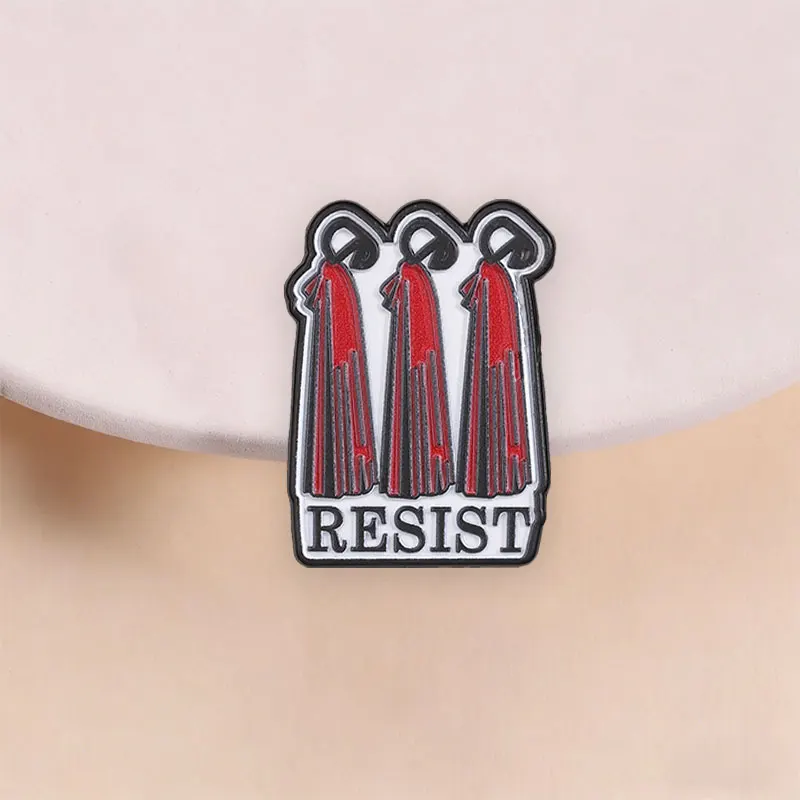 Science Fiction Movie Badge Red Robe Handmaids Resist Feminist Enamel Pin Dystopian Novel  Brooch Jewelry Gift for Friends