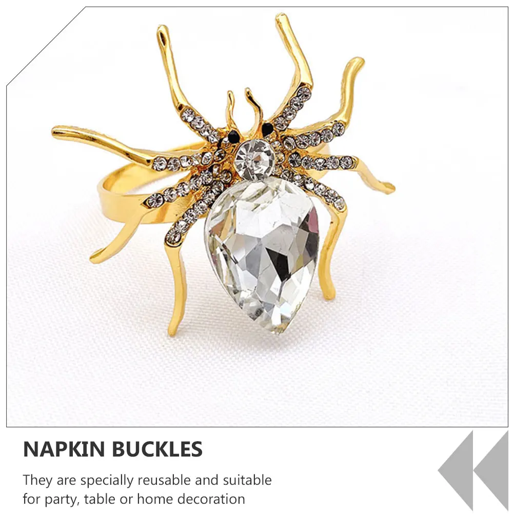 

8pcs Halloween Style Spider Shaped Rings Creative Serviette Buckle Rhinestone Decorative Napkin Accessories For Party Home