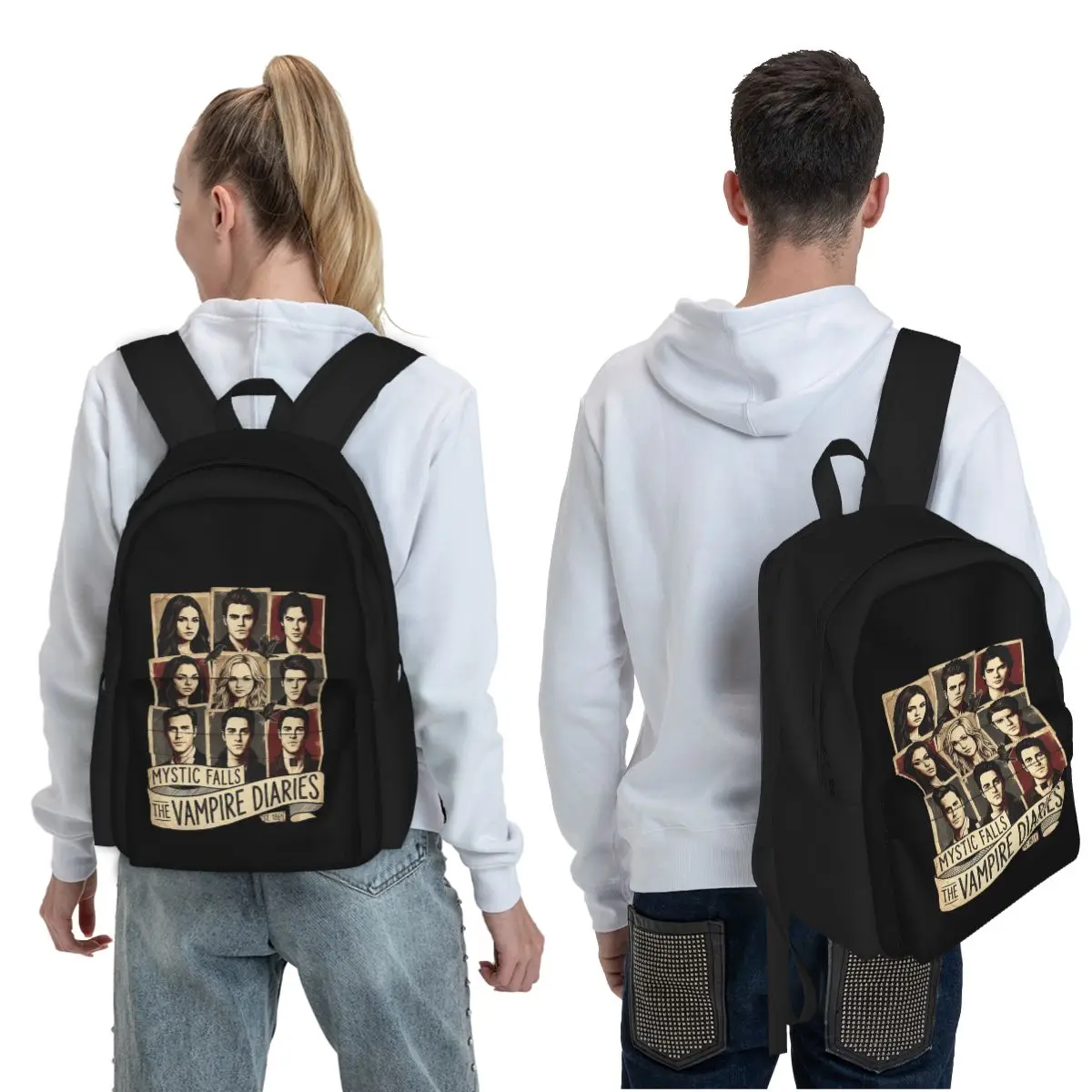 The Vampire Diaries TV Series Student Backpack School Bag Hiking Travel Daypack for Boys Girls Fashion Bookbag Shoulder Bags