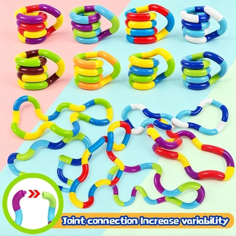 Juguete Sensorial Flexible Multicolor Tangle Twister, Desmontable, Alivia el Estrés, Anti-Ansiedad, para la Oficina, Escritorio, Calma la Mente, Juguete Antiestrés para Manos