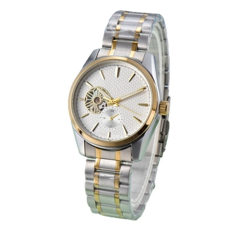 2025 ساعة ميكانيكية أوتوماتيكية فاخرة للرجال سوار فولاذي غير قابل للصدأ كريستال الياقوت مقاوم للماء 100 متر مضيئة الهيكل العظمي الهاتفي