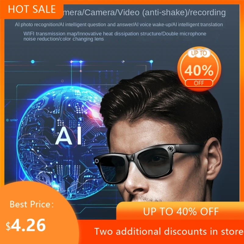 

High Definition 800W Shooting And Recording AI With Translation And Anti Shake Camera Recording WIFI Smart Glasses Dropshipping
