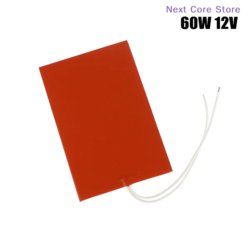 Silicone Rubber Heating Pad Square Heat Mat Heated Bed Plate Flexible 60W 12V Waterproof 3D Printer