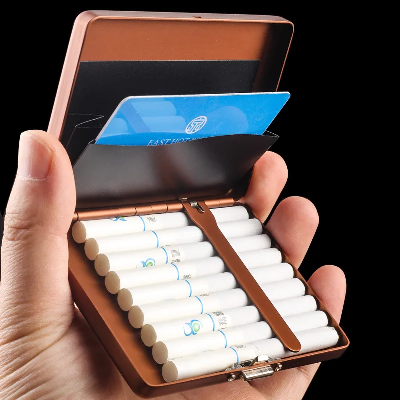 6/7mm Stainless Steel 9 Sticks Cigarette Box Slim Portable Metal Case for Medium Thick Cigarettes Accessories