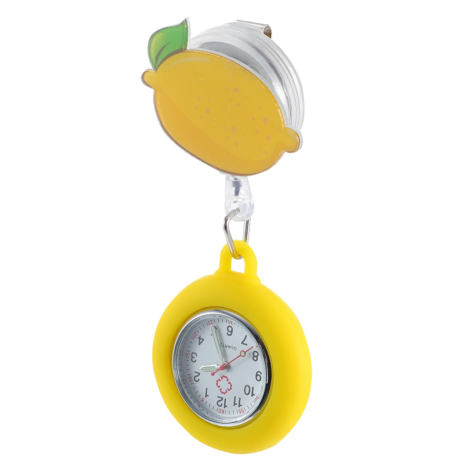 

Luminous Chest Watch for Nurses Lemon Nurse Watch Waterproof Pocket Retractable Design Elegant Black White Dial Shiny Numbers