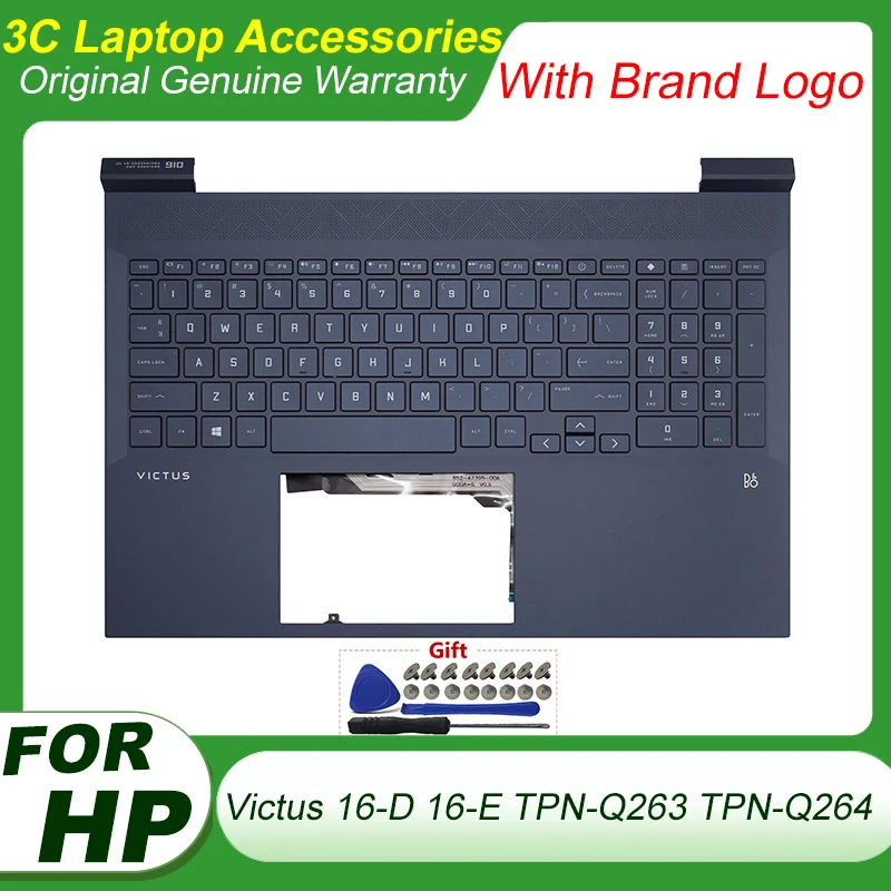 Original New US Spainish Keyboard For HP Victus 16-D 16-E TPN-Q263 TPN-Q264 Laptop Palmrest Top Cover Backlit Keyboard Case Blue