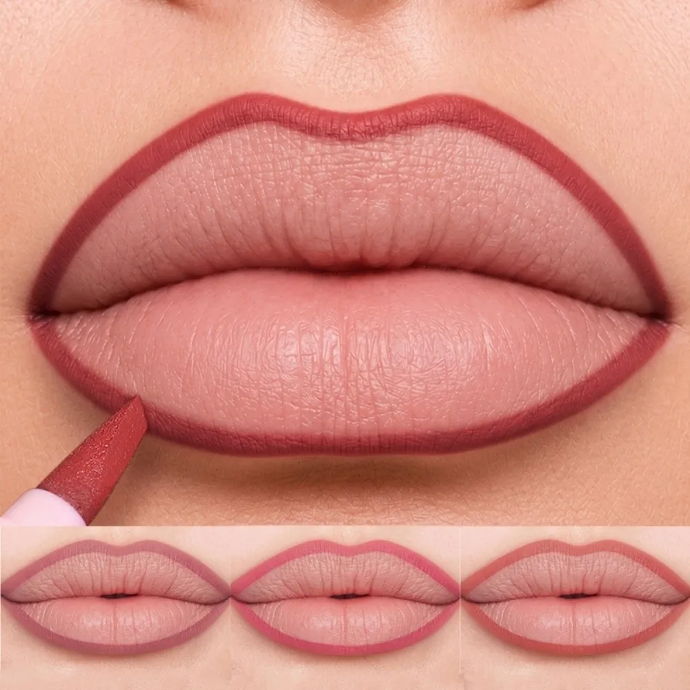 New 6 Colors Lip Liner Pen Waterproof Long Lasting Matte Lipliner Non-stick Cup Smudge-Proof Lip Contour Pencil Lip Makeup