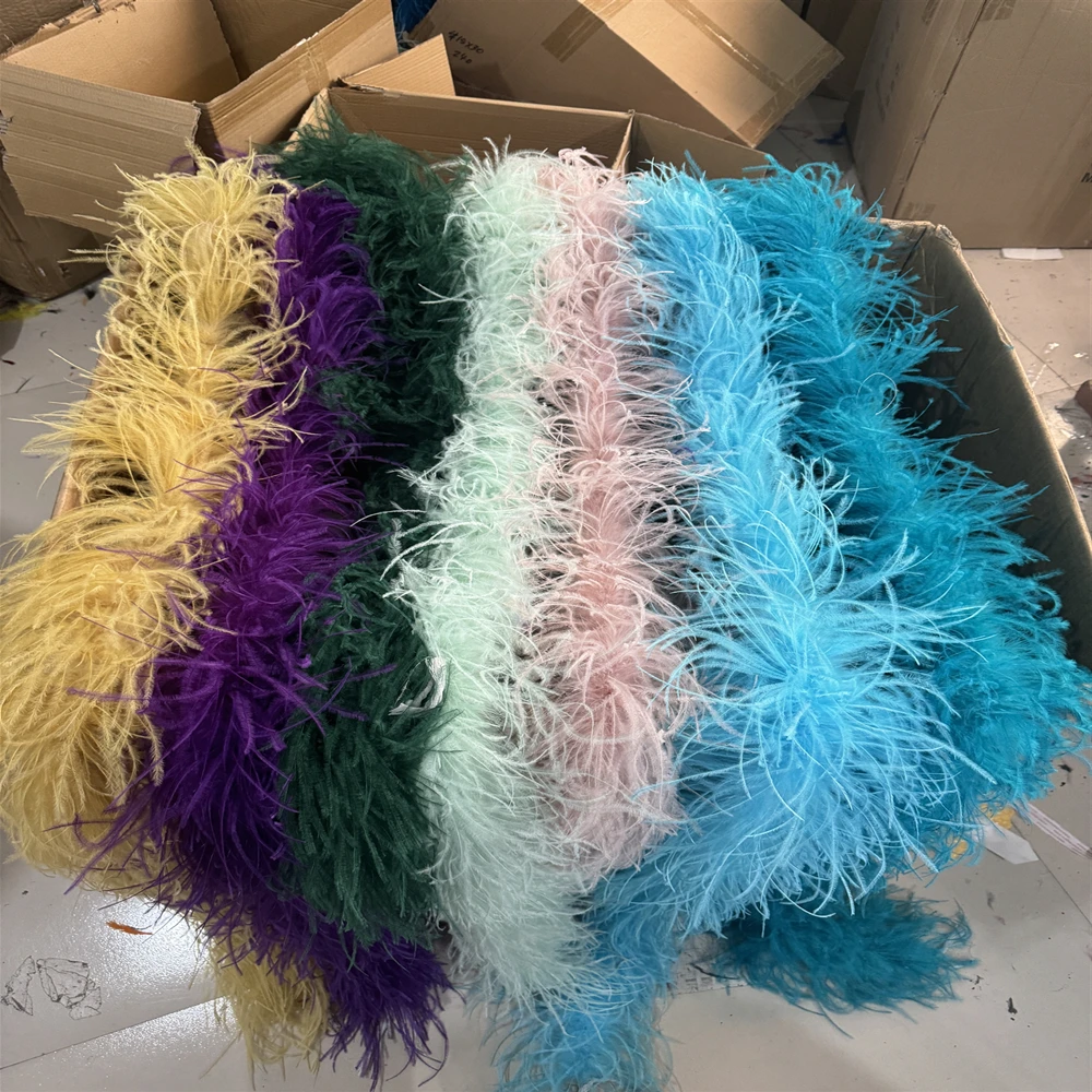 

Multicolor Ostrich Feather Boa 6Ply Hot Sale Ostrich Plumage Scarf for Costume Dress Sewing Decoration Trims Crafts Accessory