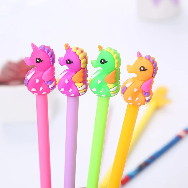 

50PCS Creative Stationery Hippocampus Rollerball pen Korean Black Student Exam Water Pen Cute Cartoon School Supplies