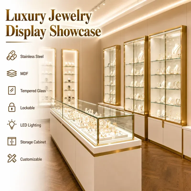 Open Multi-layer Custom Antique Product Trade Portable Jewelry Wall Display Case Showcase Countertop Cabinet for Shop
