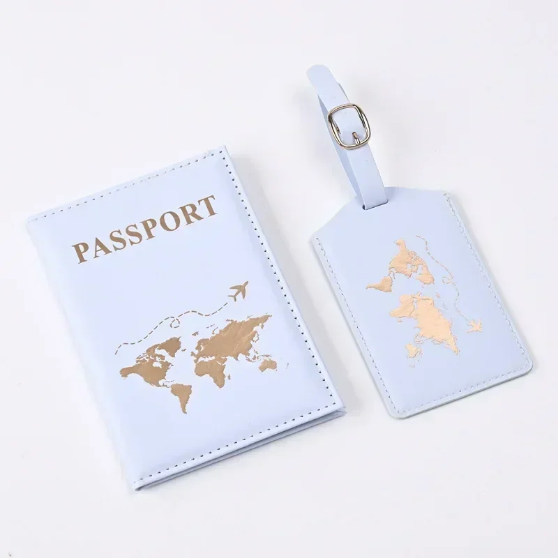 New Passport Cover Luggage Tag Set PU Leather Passport Protector Luggage Tags Passport Wallet ID Card Ticket Clip