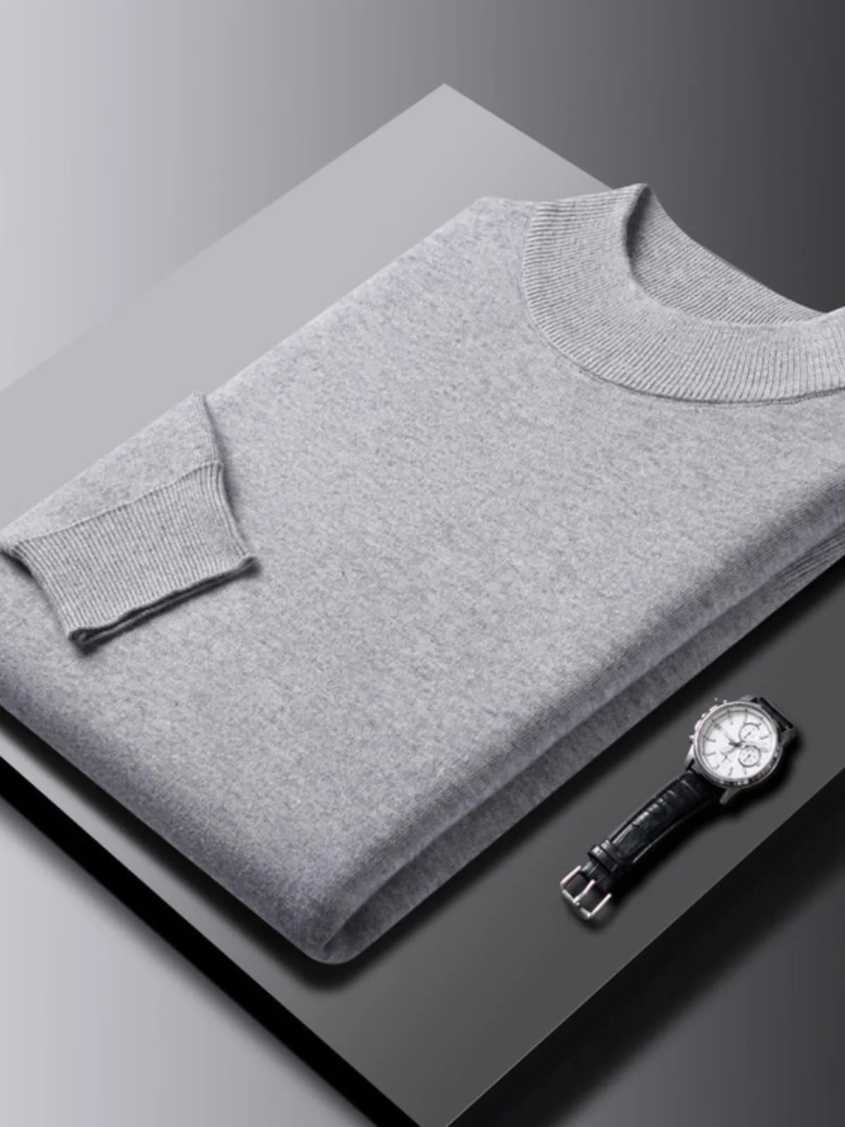 

Осень-зима 2024, мужской вязаный свитер с высоким воротником, тонкая базовая версия, смесь шерсти, Faion Ci, повседневный длинный све