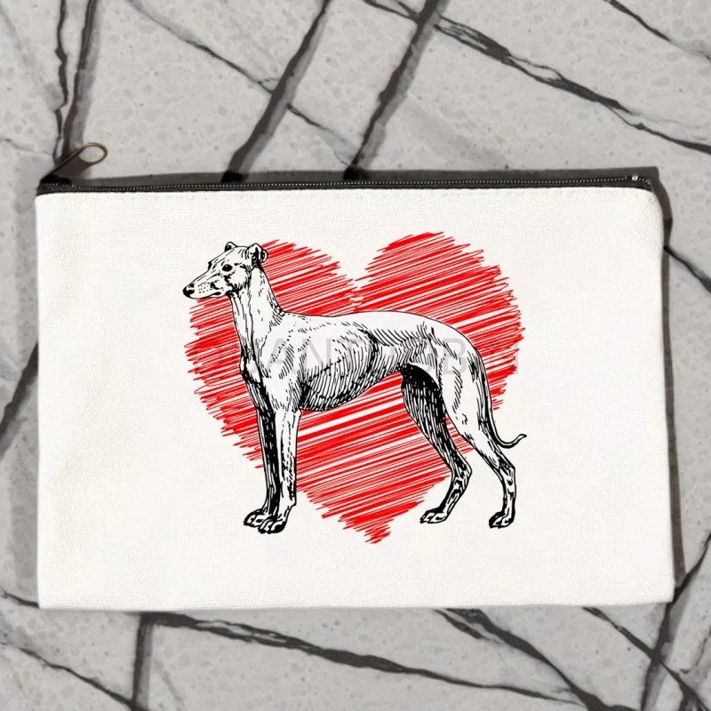 Greyhound Dog crazy greyhound lady Print Makeup Bag Travel Toiletry Organizer Pouch Female Canvas Zipper Cosmetic Bags Best Gift