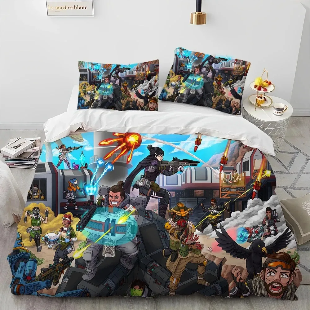 A-Apex Legends Game Gamer Cartoon Comforter Bedding Set,Duvet Cover Bed Set Quilt Cover Pillowcase,king Queen Size Bedding Set