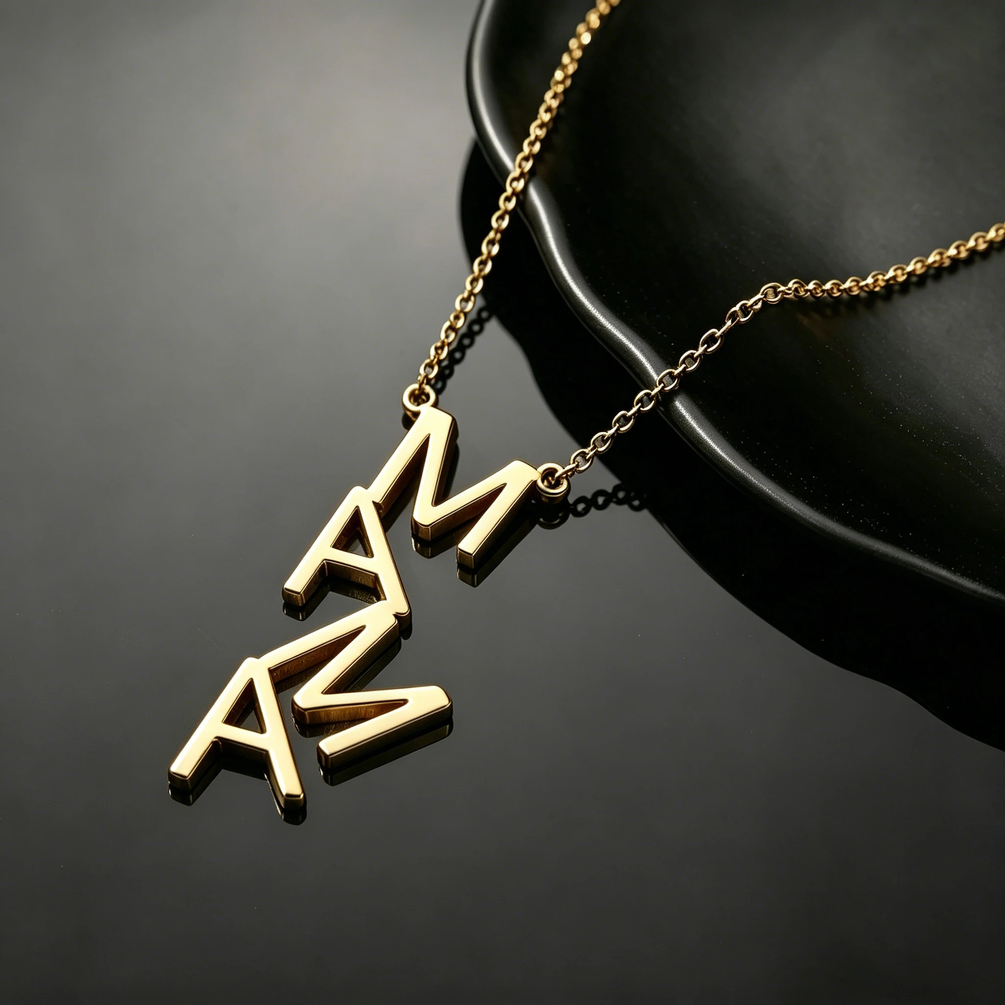 Personalisierte Namenskette aus Edelstahl mit Übergroßem Anhänger, Modische Minimalistische Halskette, Tägliches Geschenk für Sie – Detail 6