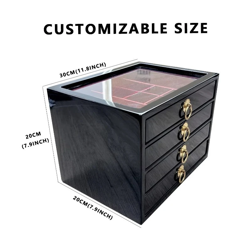 MDF Jewelry Storage Box Large Capacity Lacquer Multi-layer Storage Box Ring Necklace Display Rectangle