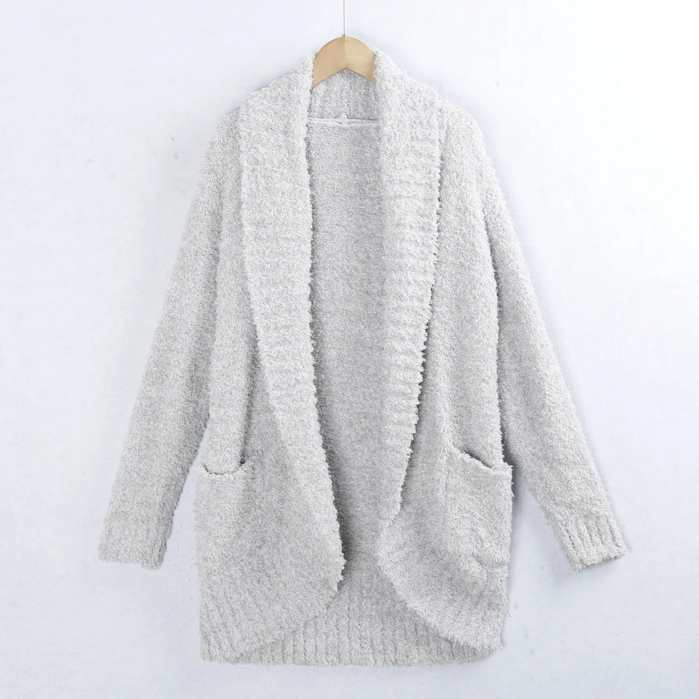 

Осенне-зимний вязаный кардиган-накидка на плечи, однотонный, приталенный, средней длины, модный свитер-кардиган