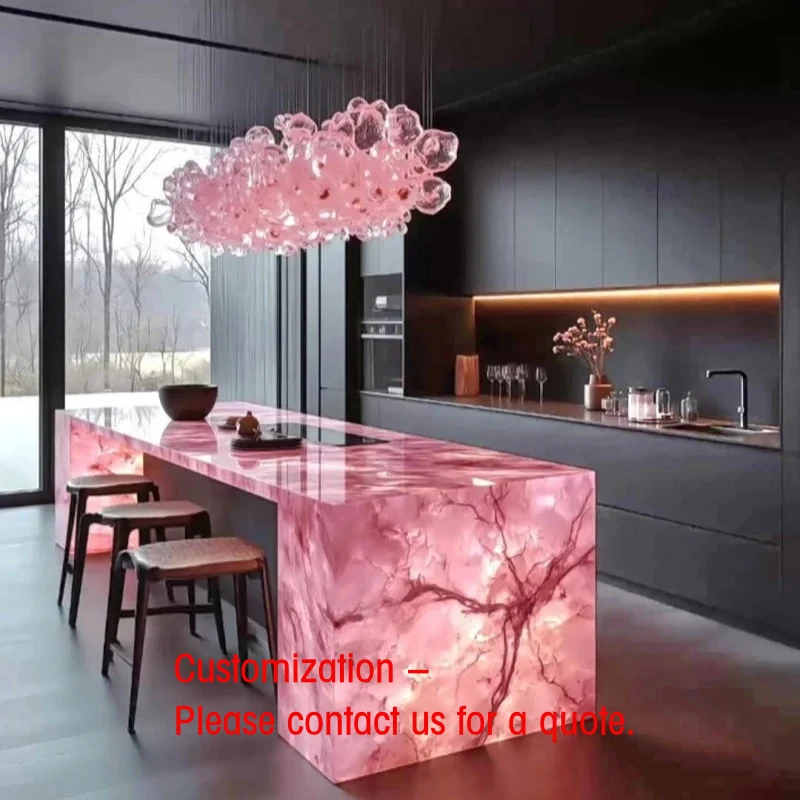 custom.Shinestone OEM/ODM Backlit Marble Bar Solid Surface Bar With Equipment Illuminated Commercial Nightclub Wine Restaurant B