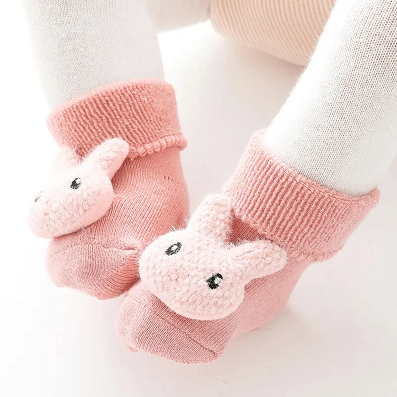 Cartoon Baby Socks For Girl Boys Rabbit Bear Anti Slip Soft Warm Winter Autumn Toddler Indoor Floor Socks For Kids