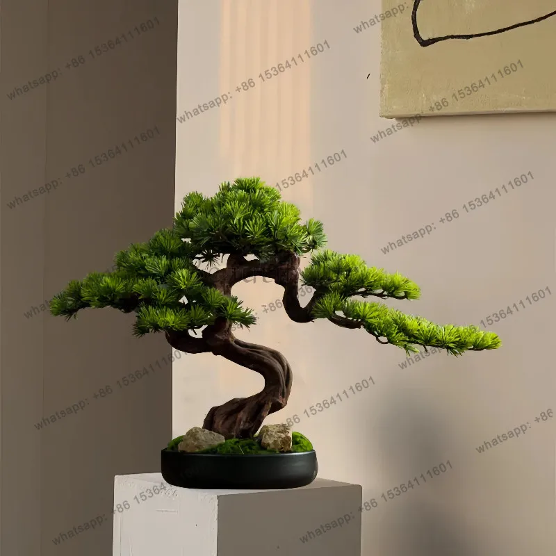 False green plant decoration ornaments in the entrance of the simulated living room