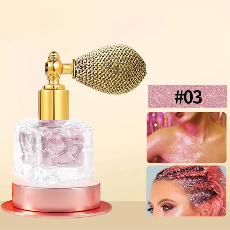 Air Cushion Highlighter Spray Powder – Buildable Glow, Fine Shimmer, Portable Design, Easy Application for Face & Body,Festival