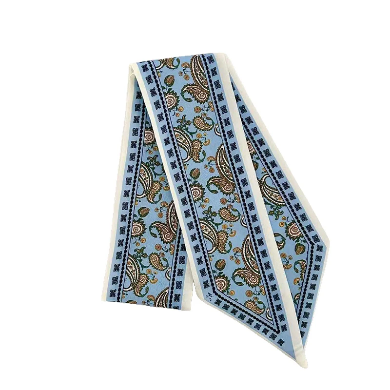 Woman Skinny Silk Scarf Long Hair Strip Silk Ribbon Small Neck Scarves Paisley Bag Handle Ribbon Kerchief Lady Tie 90Cm*6Cm image 6