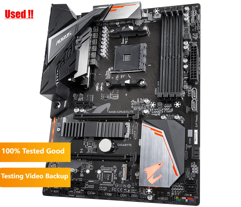Gigabyte-Soquete para Placa Mãe Elite Aorus, Desktop Mainboard, M.2 NVMe, PCI-E, X16 3.0, AM4, DDR4, GA B450