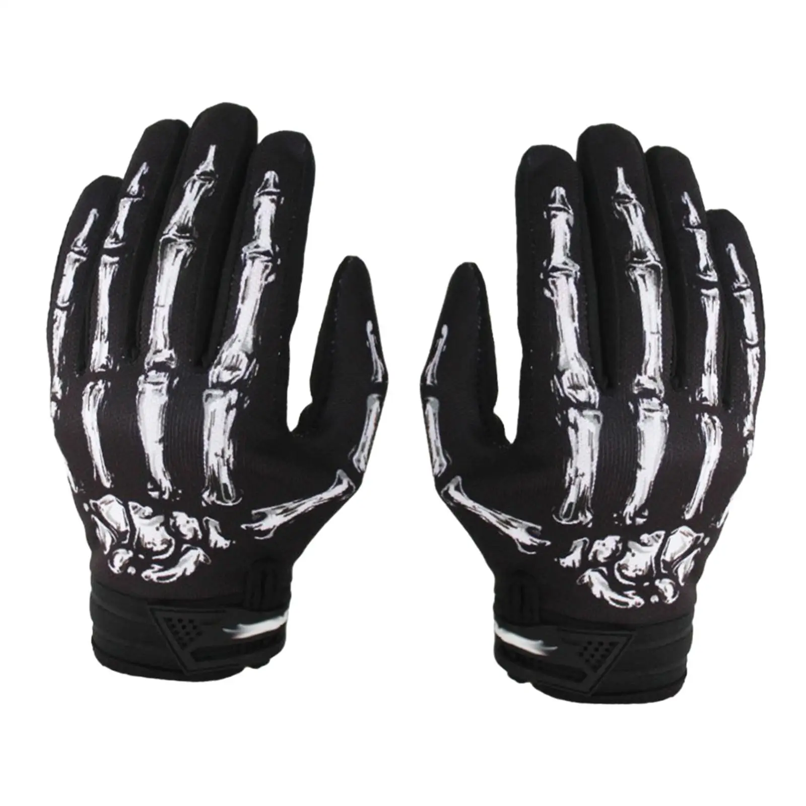 Skeleton Bones Pattern Motorcycle Gloves Anti Slip Breathable Cycling Gloves Riding Gloves for Halloween Props Multipurpose
