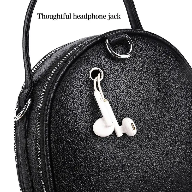 Ein hochwertiger multifunktionaler kleiner Rucksack für Damen, eine neue Mini-Handtasche in Uni-Farbe, im lässigen Schulstil. – Detail 19