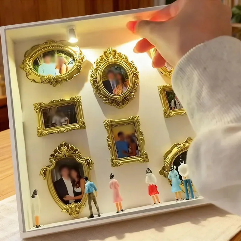 DIY Mini Museum Silhouette Box Kit Romantic Shadow Art 3D Paper Carving Frame Gift for Couples