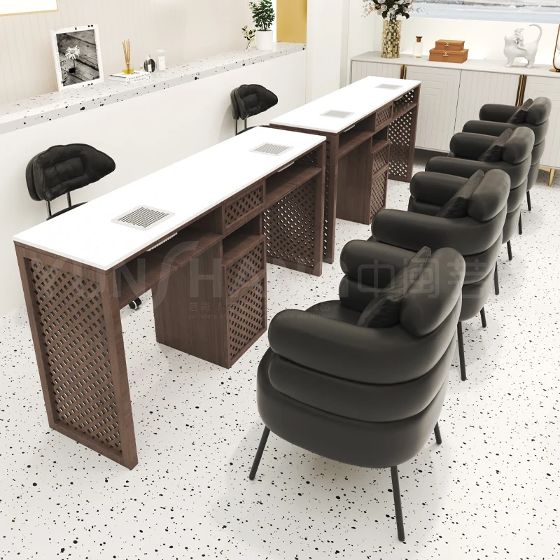 

Wooden Minimalist Nail Desk Reception Mesa Nordic Modern Manicure Table Organizer Salon Makeup Tavolo Unghie Salon Furniture