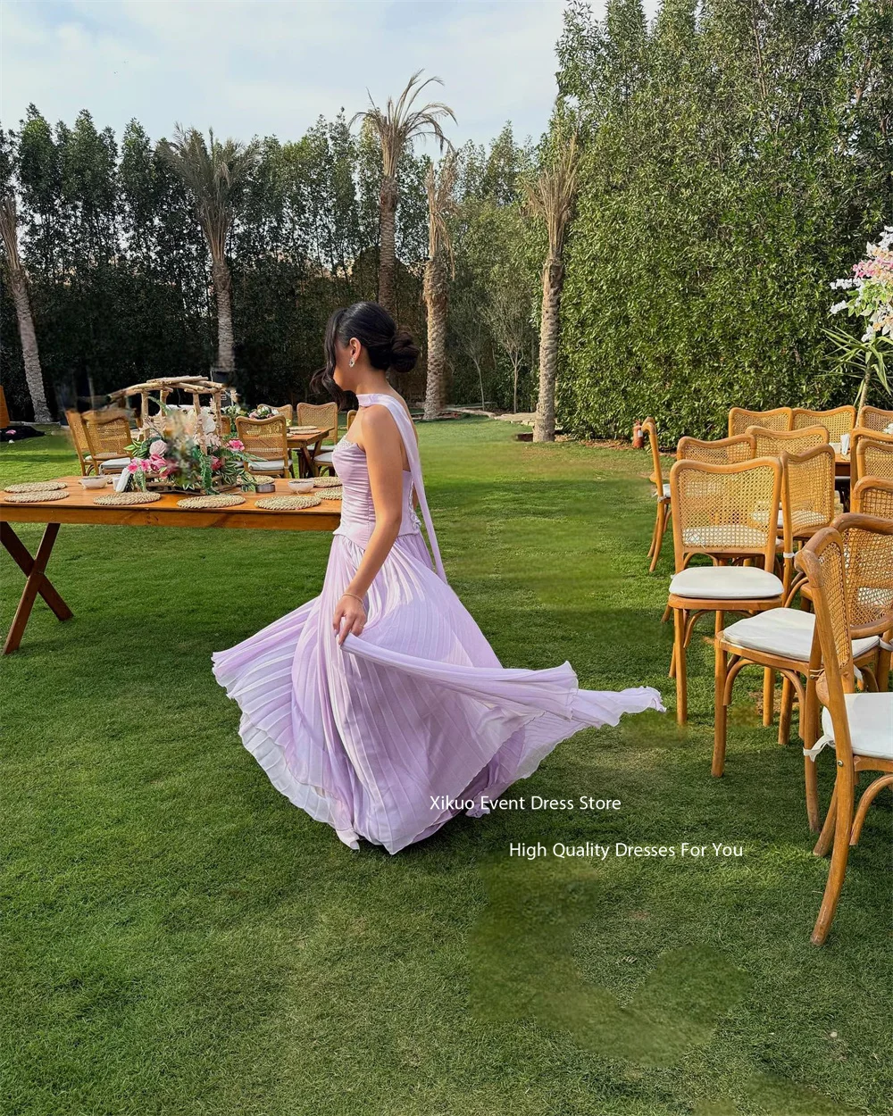 Xikuo bonito chiffon vestidos de noite querida vestidos formais longos vestidos plissados 2025 mulher festa de luxo casamento personalizado
