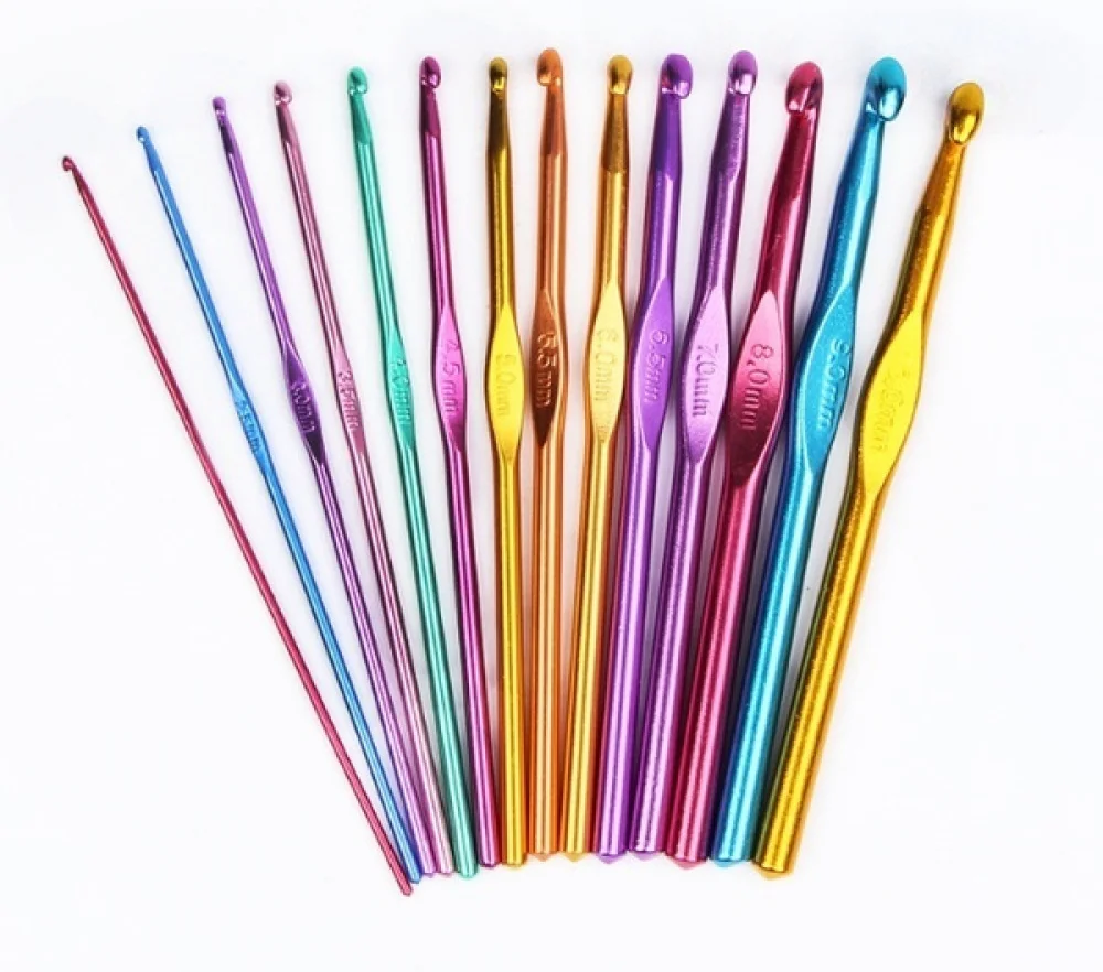 14 PCS Aluminum Knitting Needles Metal Crochet Set Mixed Hook Weave Sweater DIY Hand Craft Yarn Sewing Needle Sewing Tools