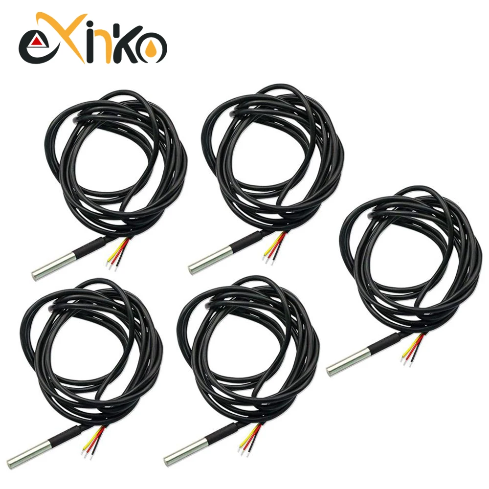 5 sztuk DS1820 czujnik temperatury wodoodporny DS18b20 sonda temperatury 1M 2M 3M 5M czujnik temperatury 18B20 dla Arduino zestaw do samodzielnego montażu