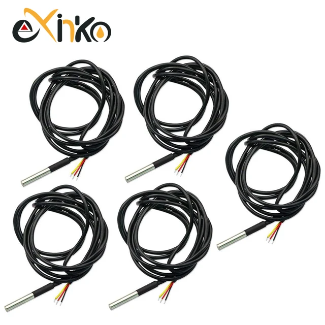 5 sztuk DS1820 czujnik temperatury wodoodporny DS18b20 sonda temperatury 1M 2M 3M 5M czujnik temperatury 18B20 dla Arduino zestaw do samodzielnego montażu