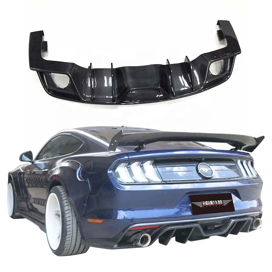 

NEW Carbon Fiber AC Style Rear Diffuser for 2017-15 Ford Mustang Includes Exhaust Bumper Cut-Outs New External Body Car Kit