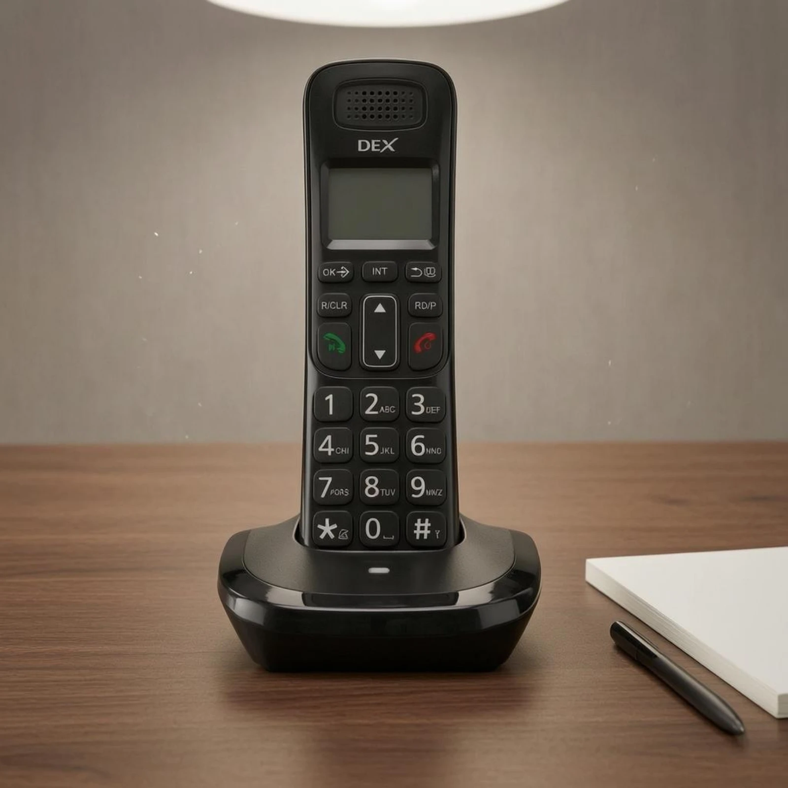DECT Phone Numeric Keypad Handset and Base Desktop Cordless Phone Compact Communication Device Small Display
