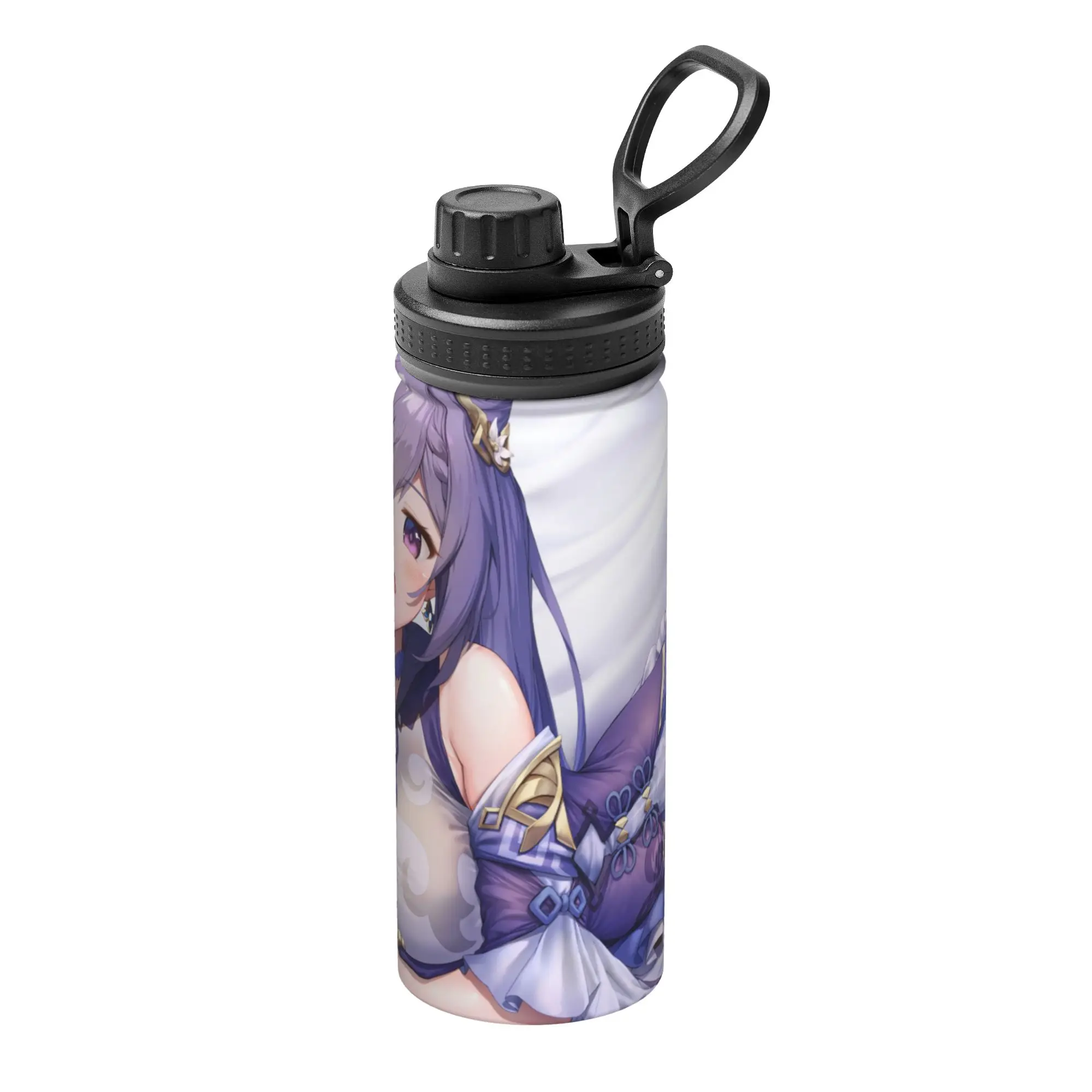 Genshins Impact Anime Keqing 18OZ Sports Insulated Kettle Anime Girl Coffee Cups Stainless Steel Smoothie Tea Mug Hot Cold Drink