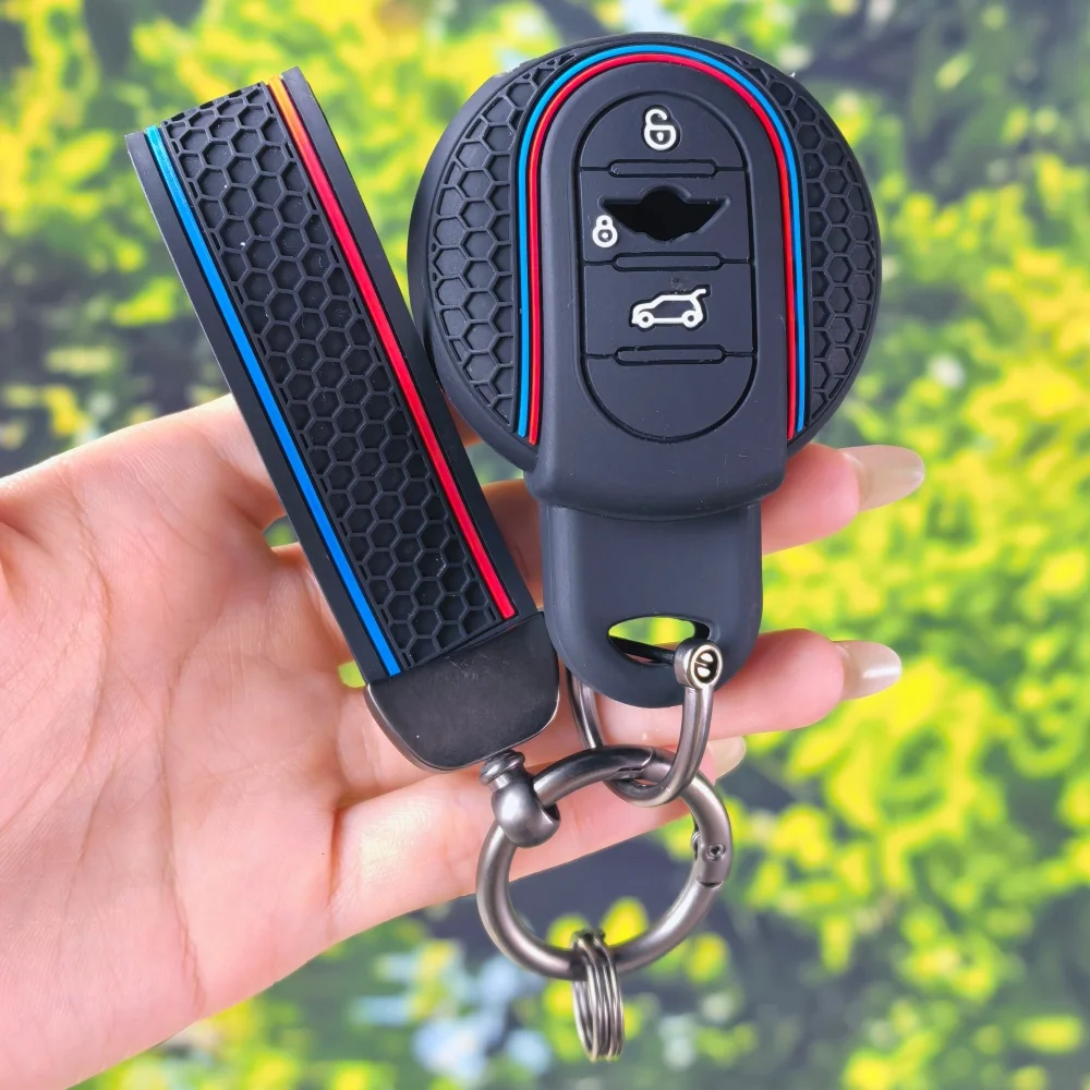 Anti‑Scratch Silicone Round Key Jacket with Keychain for MINI Cooper F54 F55 F56 F60 Clubman Countryman Sport Fob Cover Shell
