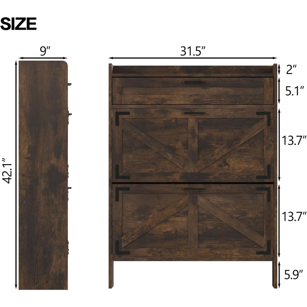 خزانة تخزين الأحذية قائمة بذاتها مع أدراج قابلة للطي للمدخل، وأدراج تنظيم مخفية، وحل تخزين خزانة الأحذية #3