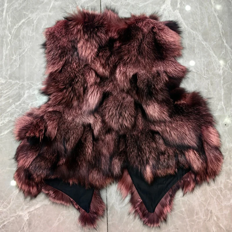 여성용 천연 여우털 숏 베스트 민소매 조끼 한국 패션 올매치 의류 가을 겨울 아우터