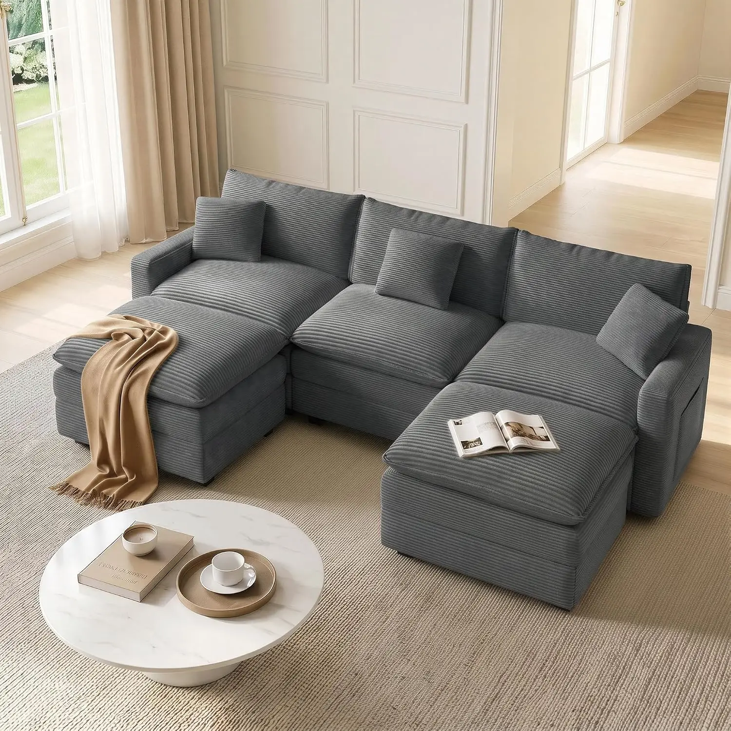 108 Inch Cloud Couch Sectional, U Shaped Modular Sectional Sofa, Customized